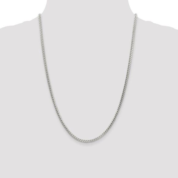 3.4mm Sterling Silver D/C Solid Square Franco Chain Necklace, 24 Inch - Picture 3 of 8